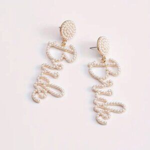 Gold Plated 'Bride' Earrings on a stud post - faux pearls